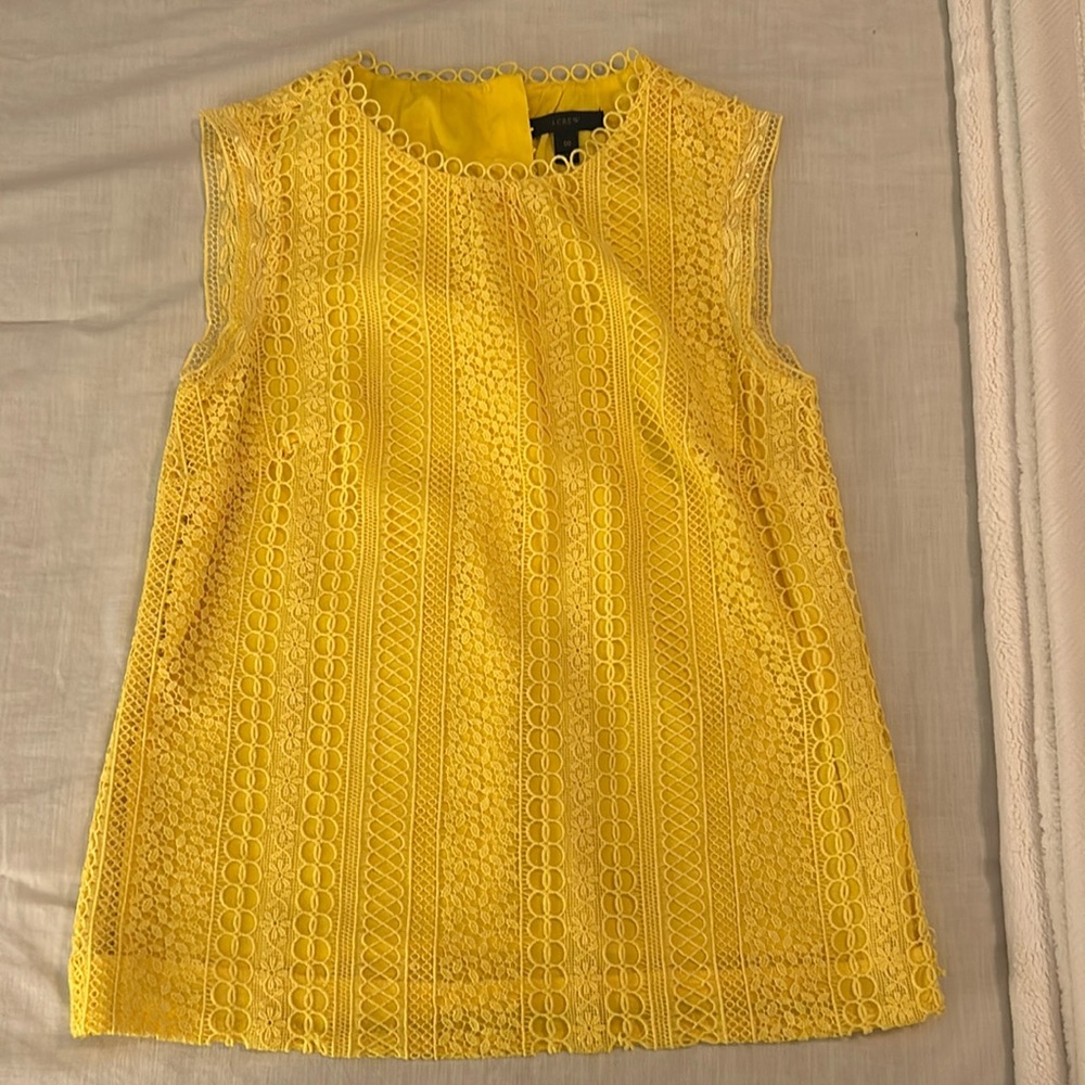 J. Crew Yellow Lace Sleeveless Blouse